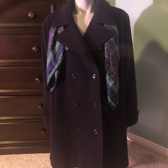 Mallia navy wool blend pea coat Size 16 - Picture 3 of 16